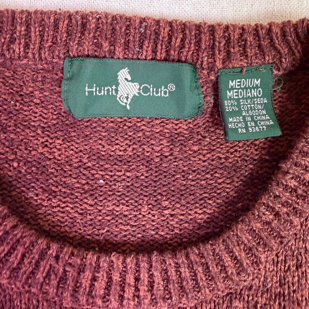 Vintage 90s Hunt Club Argyle Crewneck Sweater Men's Med Silk Cotton Grandpacore - Picture 8 of 11
